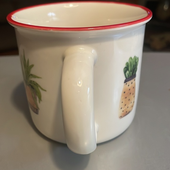 Cactus trio coffee mug. Design on both sides. Red rim - Picture 5 of 9